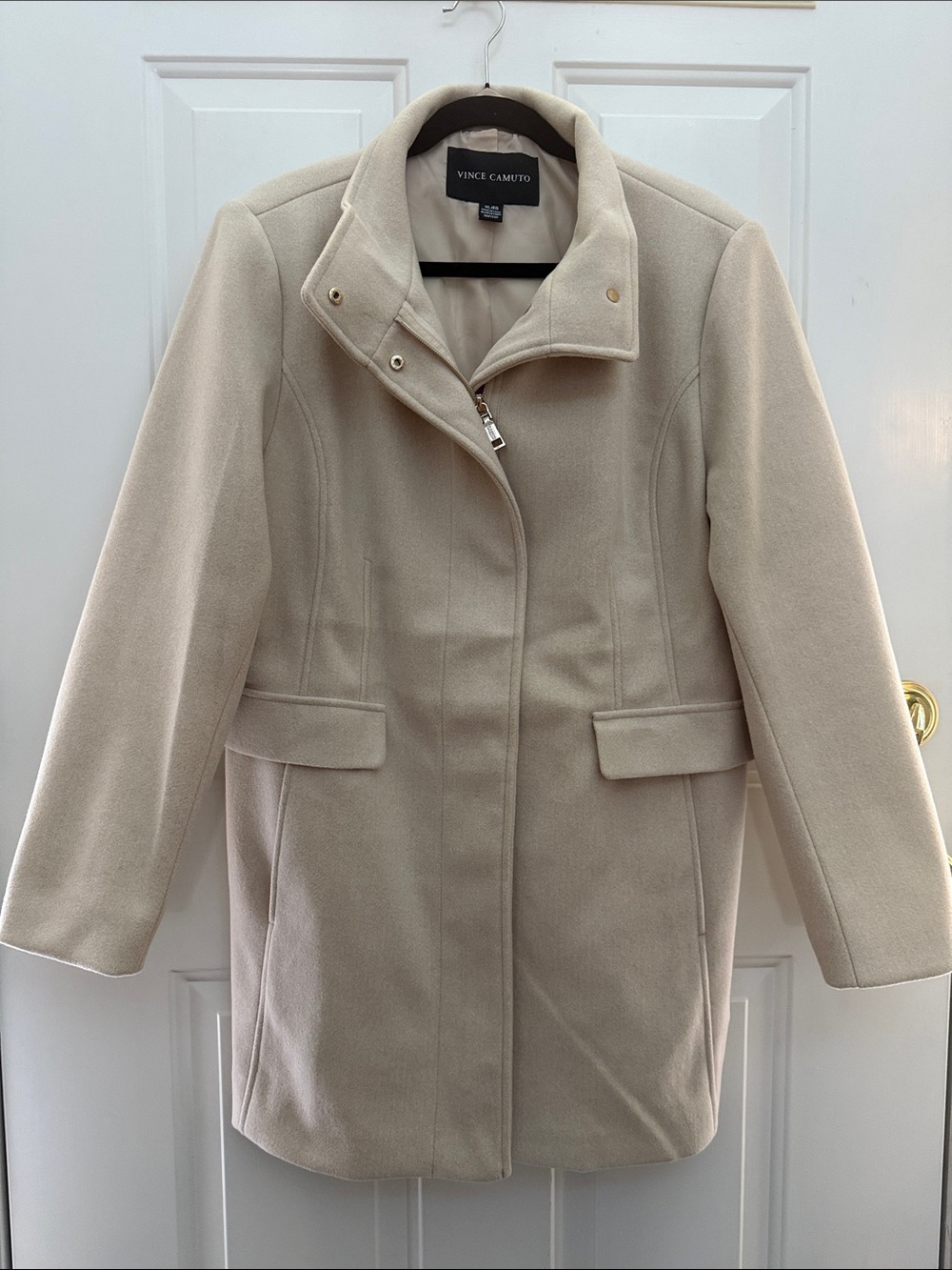 Vince Camuto Cream Zip Front Pea Coat